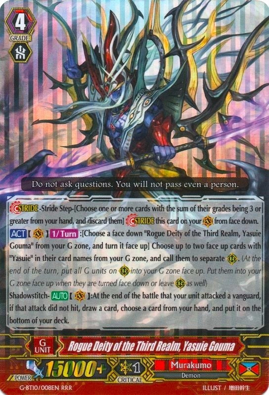 Rogue Deity of the Third Realm Yasuie Gouma (10008) [G-BT10] - Cardfight Vanguard Single