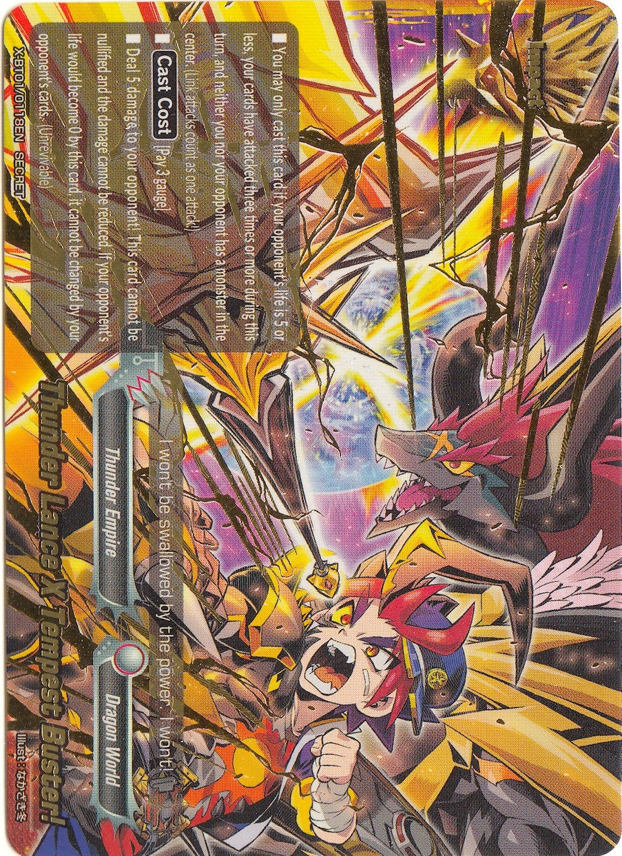 Thunder Lance X Tempest Buster! (Secret) (10118) [X-BT01] - Future Card BuddyFight Single