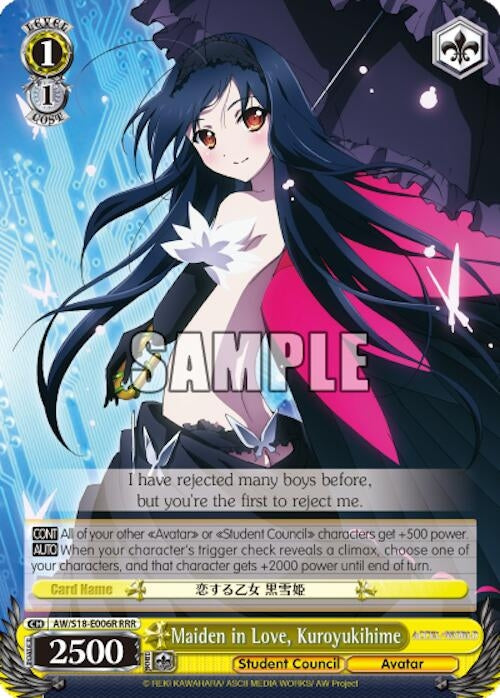 Maiden in Love Kuroyukihime (RRR) (18006) [AW/S18] - Weiss Schwarz Single