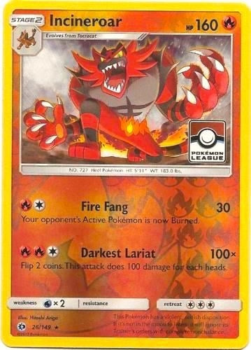 Image for Incineroar - 26/149 (Pokemon League) (026/149) (League & Championship Cards) - Pokemon