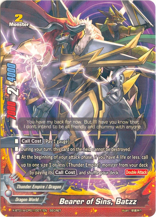 Bearer of Sins Batzz (Secret R Foiling) (1010071) [X-BT01A] - Future Card BuddyFight Single