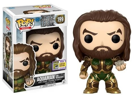 Justice League (2017): Aquaman with Motherbox (Limited Edition) (SDCC 2017 Exclusive) (199) [POP!] - Funko Sealed