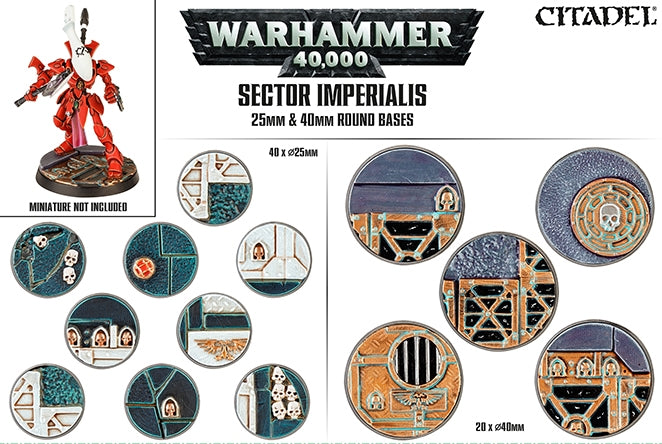 Warhammer: 40K - Sector Imperialis: 25 & 40Mm Round Bases [PLAS] - Warhammer Box Sets Sealed