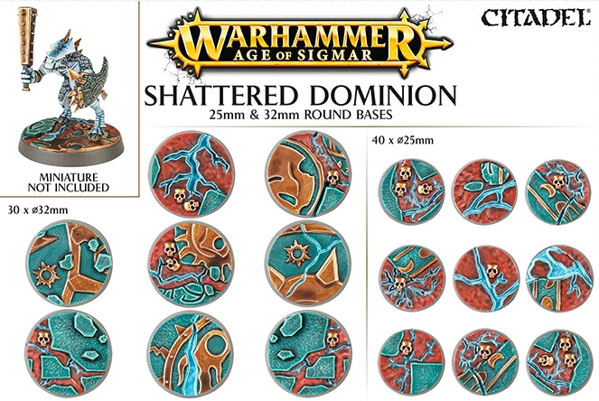 Warhammer: Age of Sigmar - Shattered Dominion 25mm & 32mm Round Bases [PLAS] - Warhammer Box Sets Sealed