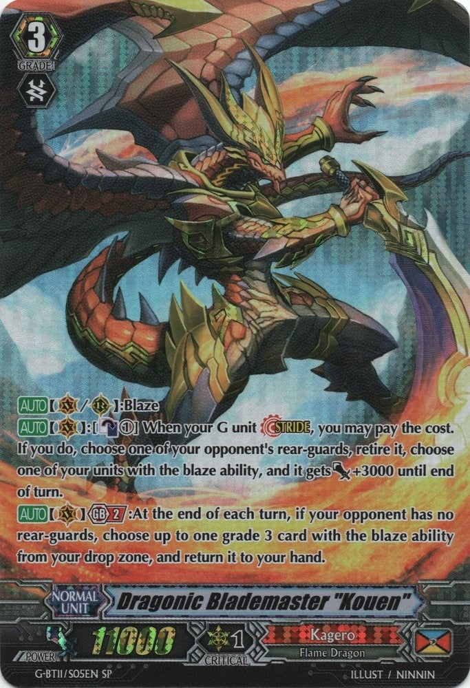 Dragonic Blademaster ’Kouen’ (SP) (1105) [G-BT11] - Cardfight Vanguard Single