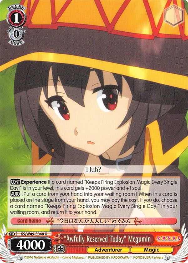 ’Awfully Reserved Today’ Megumin (49048) [KS/W49] - Weiss Schwarz Single