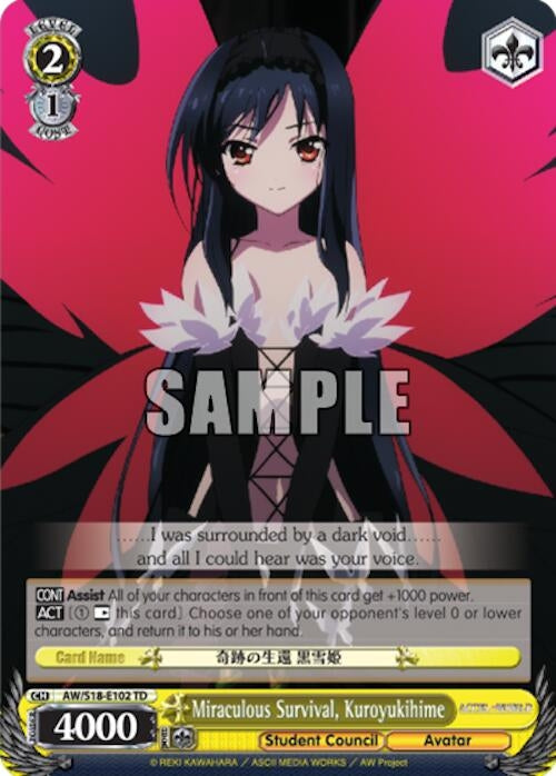 Miraculous Survival Kuroyukihime (18102) [AW/S18] - Weiss Schwarz Single