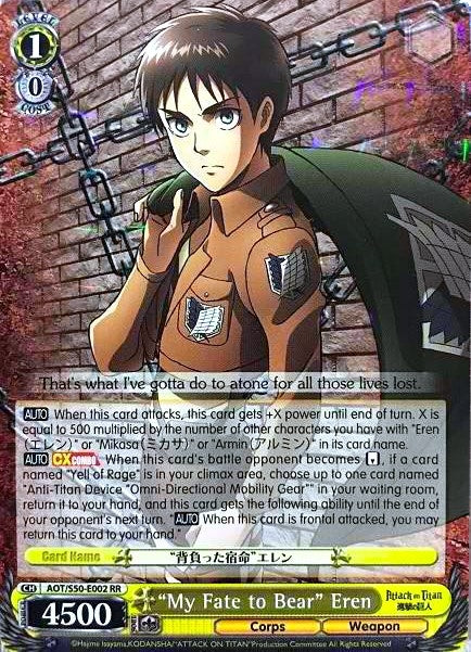 ’My Fate to Bear’ Eren (50002) [AOT/S50] - Weiss Schwarz Single