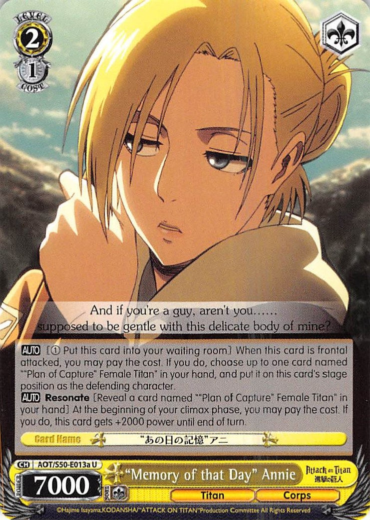 ’Memory of that Day’ Annie (A) (50013) [AOT/S50] - Weiss Schwarz Single