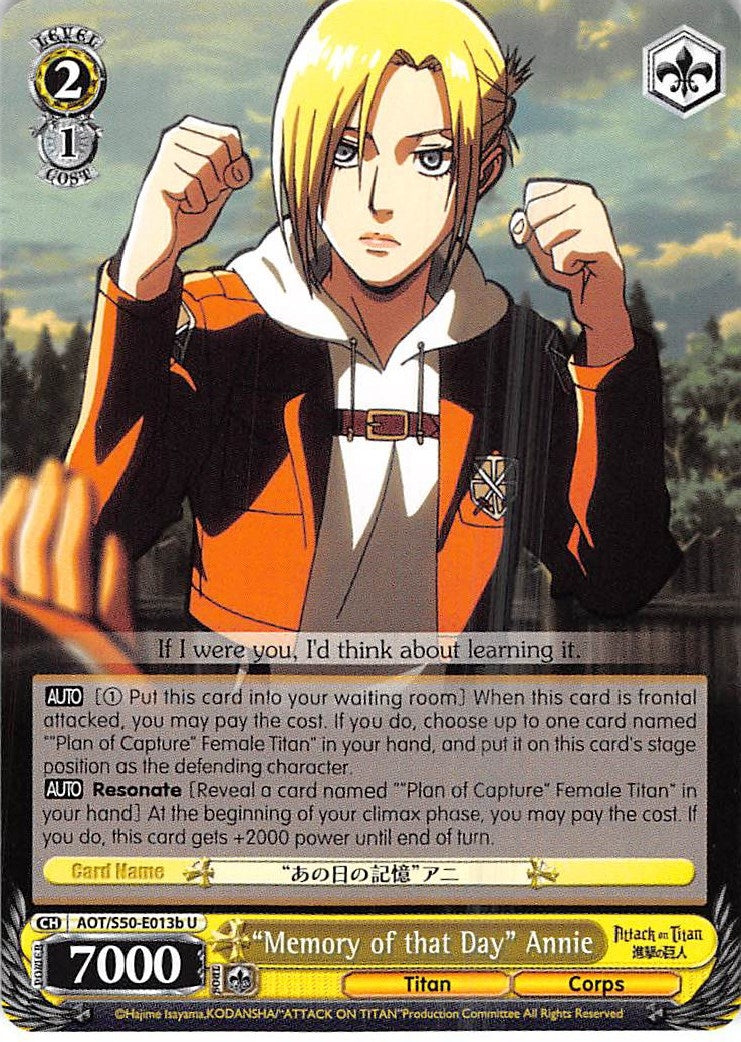 ’Memory of that Day’ Annie (B) (50013) [AOT/S50] - Weiss Schwarz Single