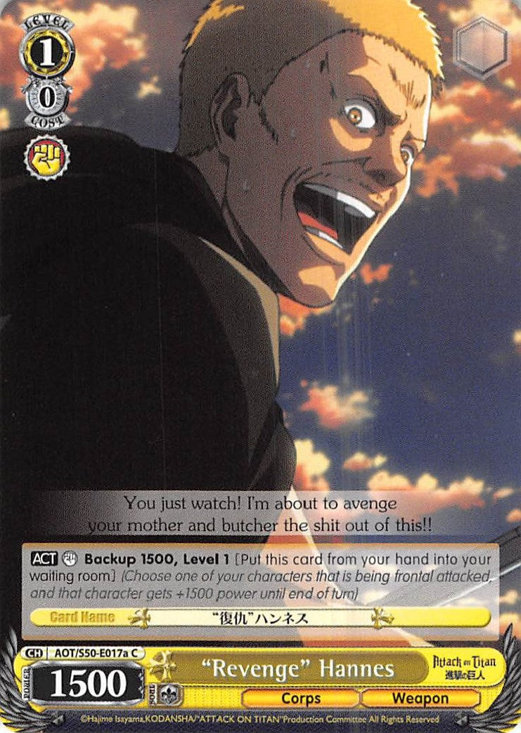 ’Revenge’ Hannes (A) (50017) [AOT/S50] - Weiss Schwarz Single
