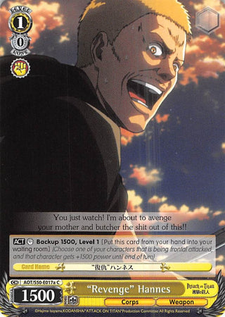 ’Revenge’ Hannes (A) (50017) [AOT/S50] - Weiss Schwarz Single