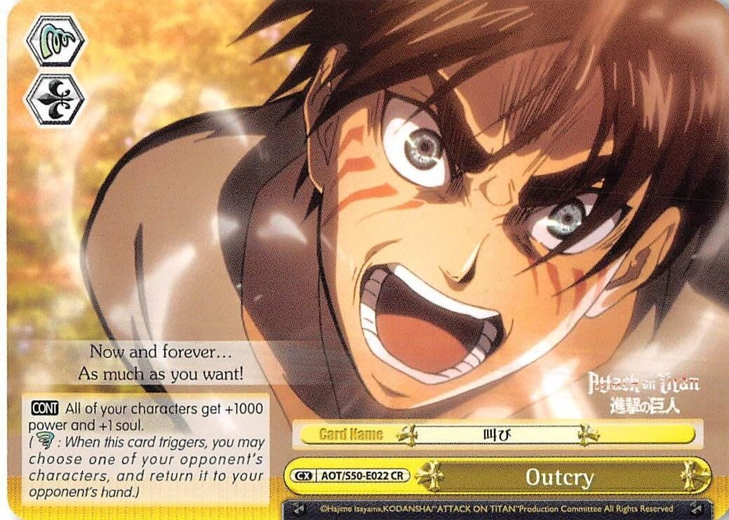 Outcry (50022) [AOT/S50] - Weiss Schwarz Single