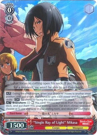 ’Single Ray of Light’ Mikasa (SR) (50054) [AOT/S50] - Weiss Schwarz Single