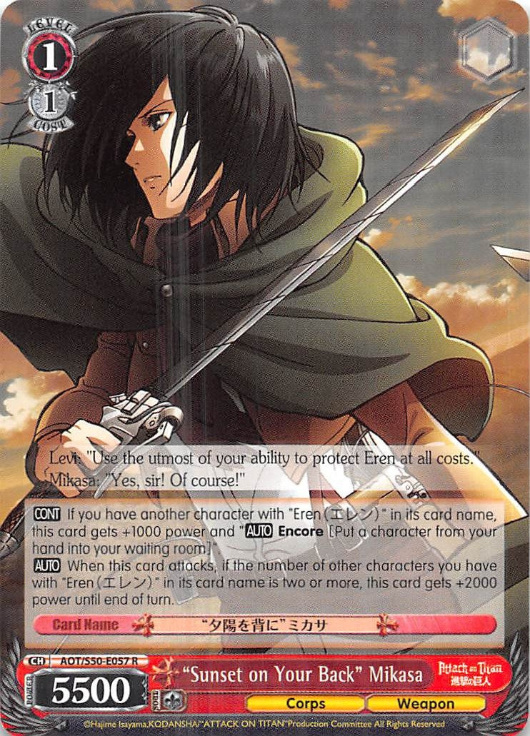 ’Sunset on Your Back’ Mikasa (50057) [AOT/S50] - Weiss Schwarz Single