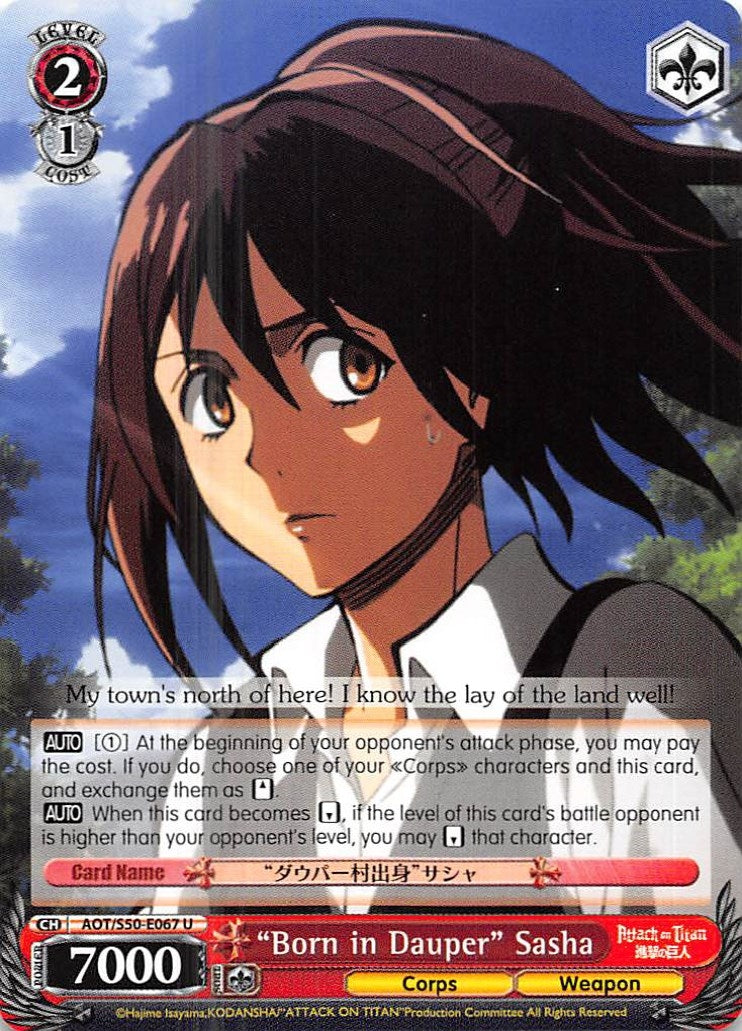 ’Born in Dauper’ Sasha (50067) [AOT/S50] - Weiss Schwarz Single