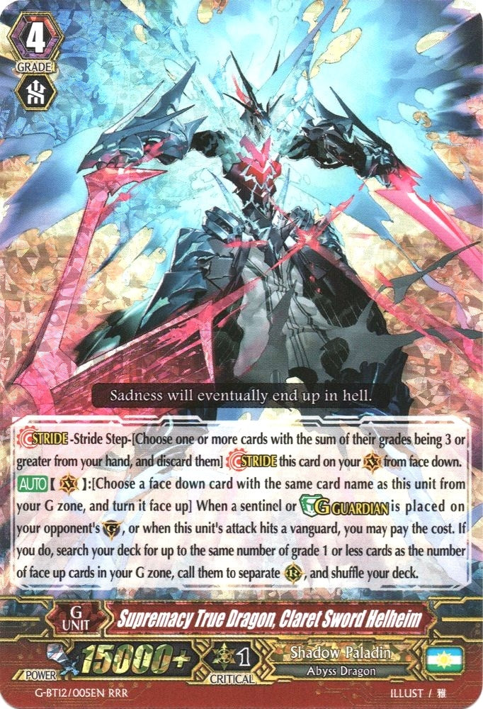Supremacy True Dragon Claret Sword Helheim (12005) [G-BT12] - Cardfight Vanguard Single