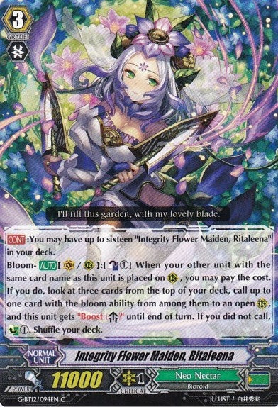 Integrity Flower Maiden Ritaleena (12094) [G-BT12] - Cardfight Vanguard Single