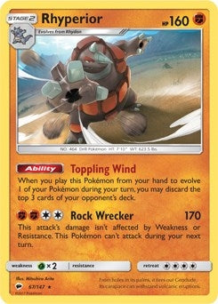 Image for Rhyperior - 67/147 (SM Burning Shadows) (067/147) (Deck Exclusives) - Pokemon