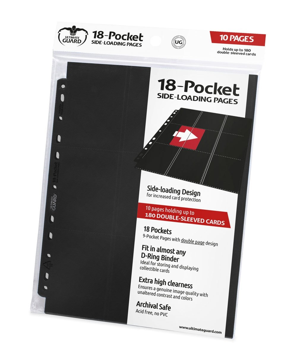 Double-Sided Side-Loading 9-Pocket Pages - 11-Holes Black (10-Pack) [ULTIMATEGU] - Protective Pages Sealed
