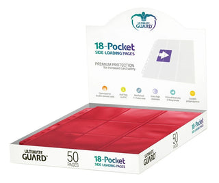 Double-Sided Side-Loading 9-Pocket Pages - 11-Holes Red (50-Pack) [ULTIMATEGU] - Protective Pages Sealed