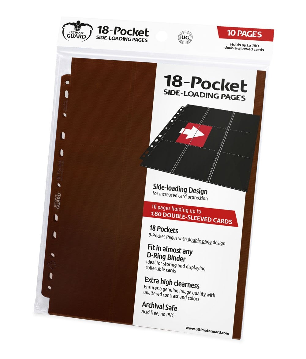 Double-Sided Side-Loading 9-Pocket Pages - 11-Holes Brown (10-Pack) [ULTIMATEGU] - Protective Pages Sealed