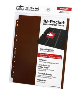 Double-Sided Side-Loading 9-Pocket Pages - 11-Holes Brown (10-Pack) [ULTIMATEGU] - Protective Pages Sealed