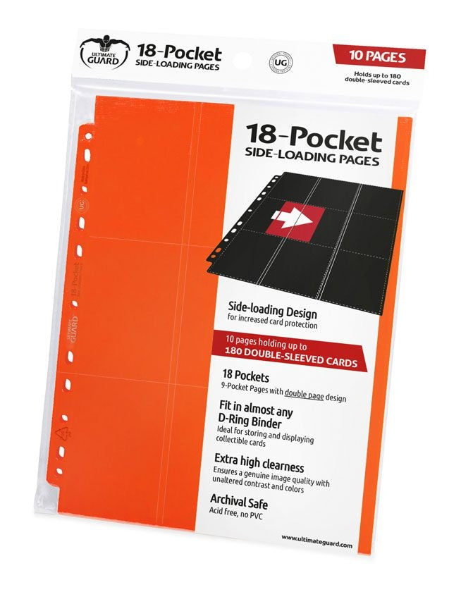 Double-Sided Side-Loading 9-Pocket Pages - 11-Holes Orange (10-Pack) [ULTIMATEGU] - Protective Pages Sealed