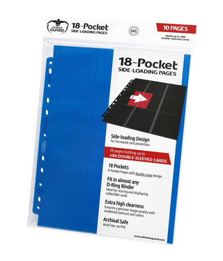 Double-Sided Side-Loading 9-Pocket Pages - 11-Holes Blue (10-Pack) [ULTIMATEGU] - Protective Pages Sealed