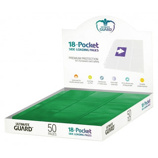 Double-Sided Side-Loading 9-Pocket Pages - 11-Holes Green (50-Pack) [ULTIMATEGU] - Protective Pages Sealed