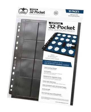Double-Sided Side-Loading Compact 16-Pocket Pages Mini-American - 11-Holes Black (10-Pack) [ULTIMATEGU] - Protective