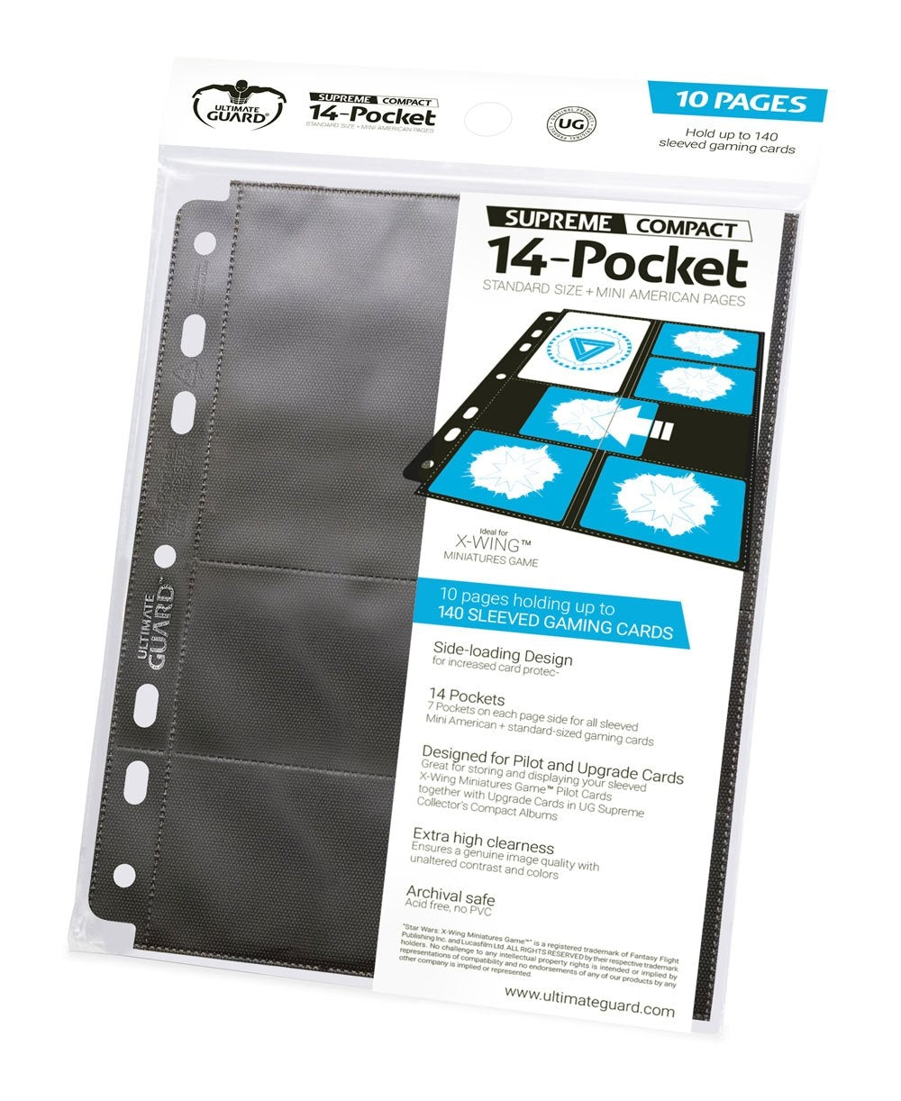 Double-Sided Side-Loading Compact 7-Pocket Pages - 7-Holes Black (10-Pack) [ULTIMATEGU] - Protective Pages Sealed