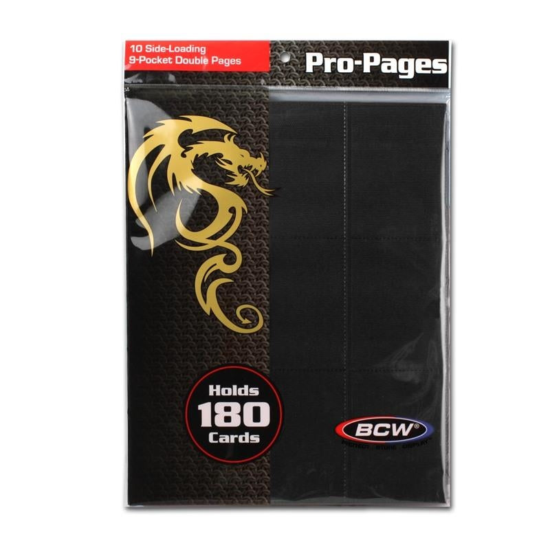 Side-Loading 18-Pocket Pro Pages - 3-Holes Black (10-Pack) [BCWSUPPLIE] - Protective Pages Sealed