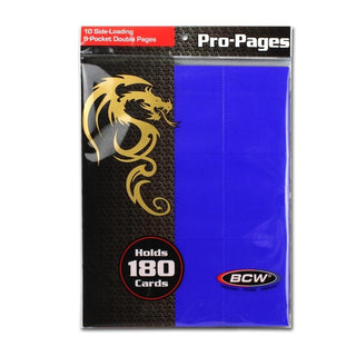 Side-Loading 18-Pocket Pro Pages - 3-Holes Blue (10-Pack) [BCWSUPPLIE] - Protective Pages Sealed