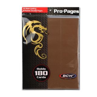 Side-Loading 18-Pocket Pro Pages - 3-Holes Brown (10-Pack) [BCWSUPPLIE] - Protective Pages Sealed