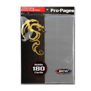 Side-Loading 18-Pocket Pro Pages - 3-Holes Grey (10-Pack) [BCWSUPPLIE] - Protective Pages Sealed