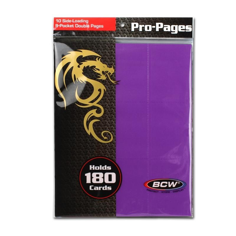 Side-Loading 18-Pocket Pro Pages - 3-Holes Purple (10-Pack) [BCWSUPPLIE] - Protective Pages Sealed