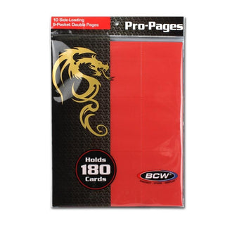 Side-Loading 18-Pocket Pro Pages - 3-Holes Red (10-Pack) [BCWSUPPLIE] - Protective Pages Sealed