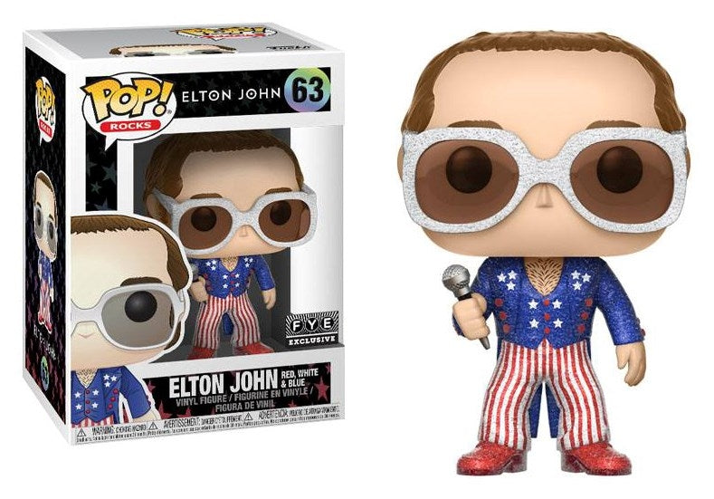 Rocks: Elton John (Red White and Blue) (Glitter) (FYE Exclusive) (63) [POP!] - Funko Sealed