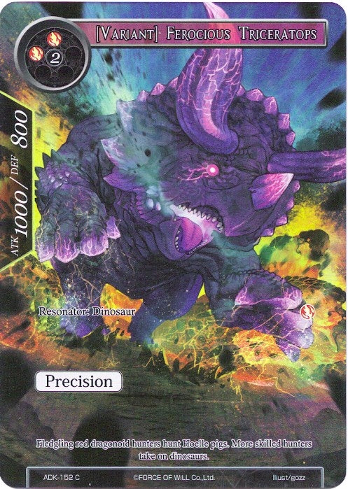 [Variant] Ferocious Triceratops (Full Art) (152) [ADK] - Force of Will Single