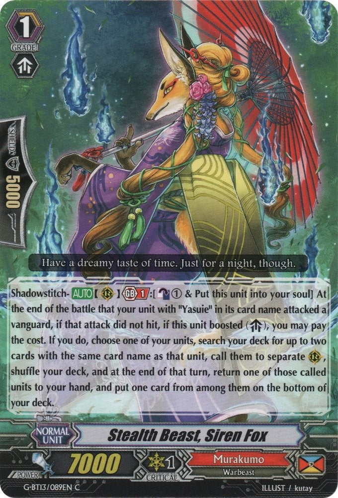 Stealth Beast Siren Fox (13089) [G-BT13] - Cardfight Vanguard Single