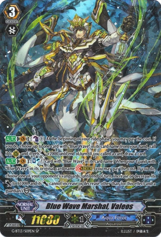 Blue Wave Marshal Valeos (SP) (1309) [G-BT13] - Cardfight Vanguard Single