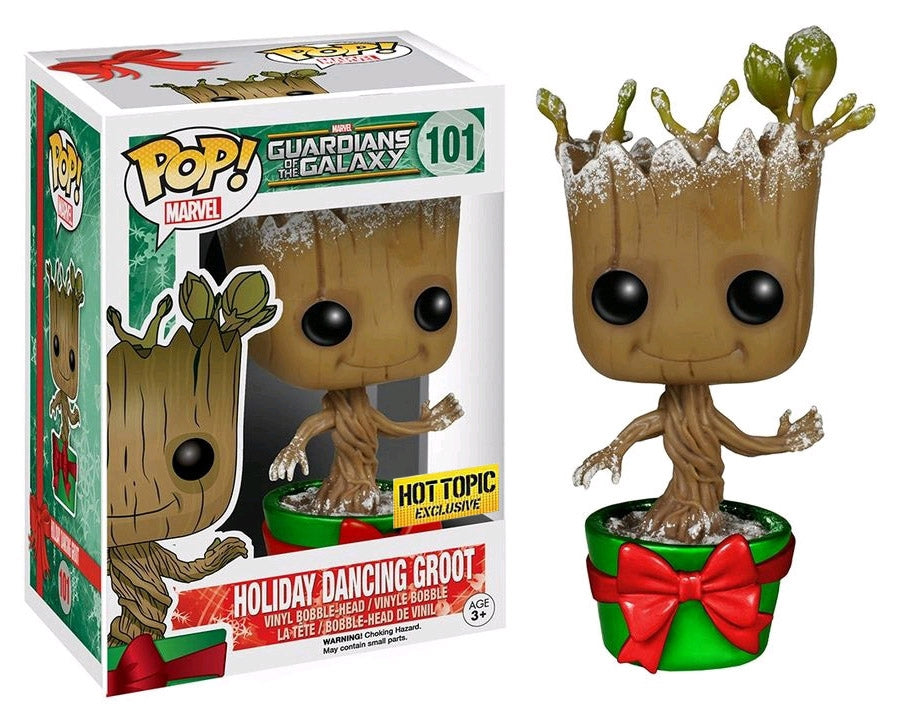 Guardians of the Galaxy: Holiday Dancing Groot (Metallic) (Bobble-Head) (Hot Topic Exclusive) (101) [POP!] - Funko