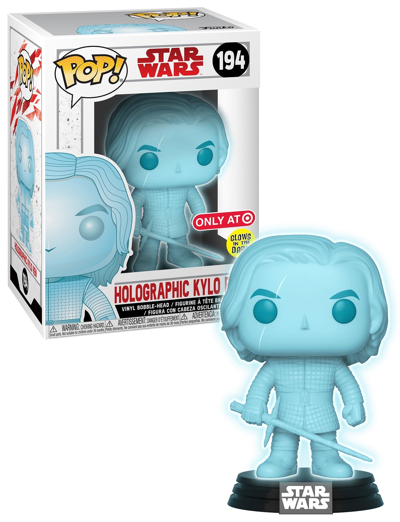 Star Wars: Holographic Kylo Ren (Bobble-Head) (Glow in the Dark) (Target Exclusive) (194) [POP!] - Funko Sealed
