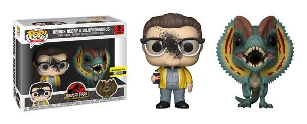 Jurassic Park: Dennis Nedry & Dilophosaurus 2-Pack (Entertainment Earth Exclusive) [POP!] - Funko Sealed