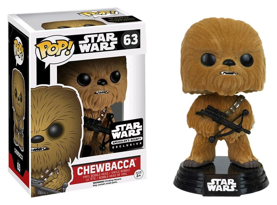 Star Wars: The Force Awakens: Chewbacca (Flocked) (Smuggler’s Bounty Exclusive) (63) [POP!] - Funko Sealed