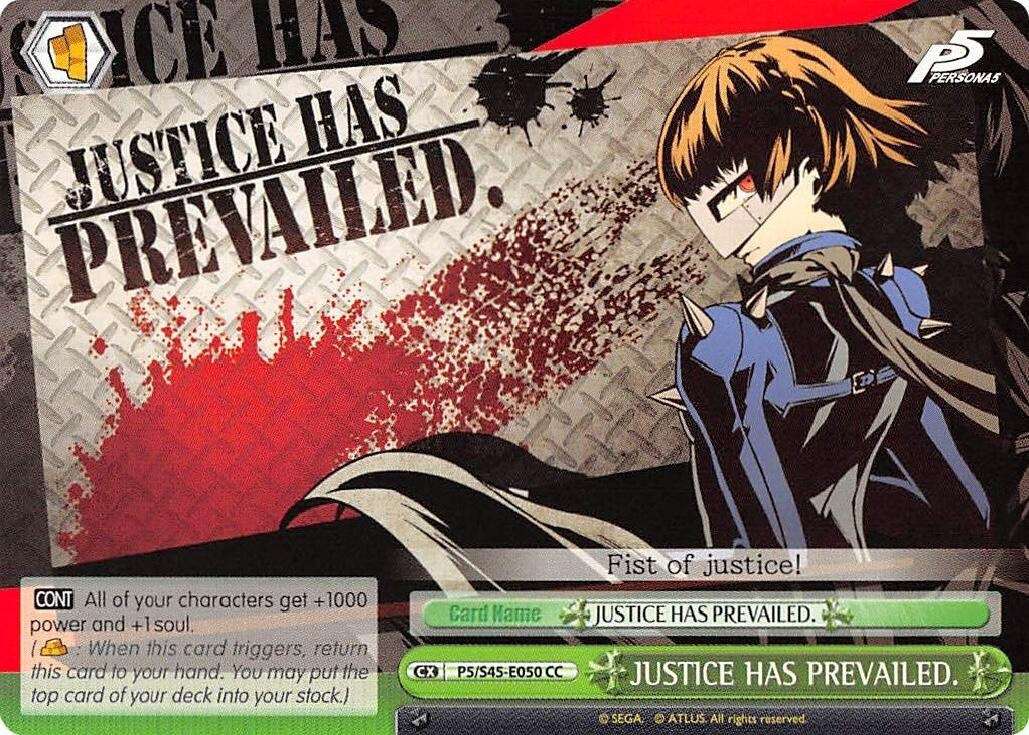 JUSTICE HAS PREVAILED. (545050) [P5/S45] - Weiss Schwarz Single