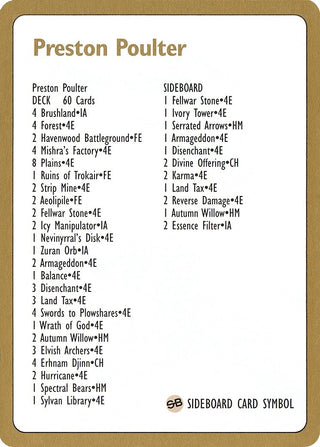 1996 Preston Poulter Decklist Card [WCD] - MTG Single