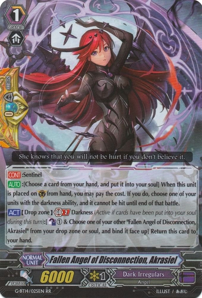 Fallen Angel of Disconnection Akrasiel (14025) [G-BT14] - Cardfight Vanguard Single