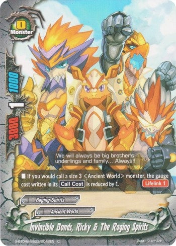 Invincible Bonds Ricky & The Raging Spirits (4030042) [X-BT04A] - Future Card BuddyFight Single